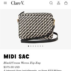 Clare V Woven Midi Sac CrossbodyCream Black Bag VGUC